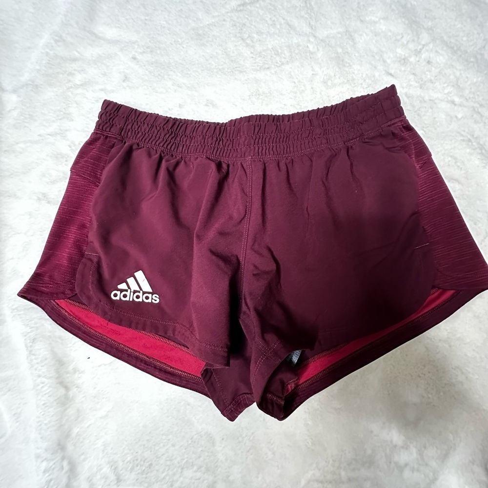 adidas Women's Burgundy Athletic Shorts - Picture 2 of 6